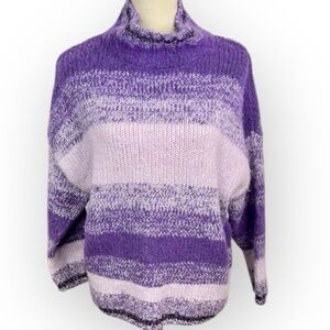Wit & Wisdom Purple Ombre Striped Mock Neck Sweater Women's Casual Size XS